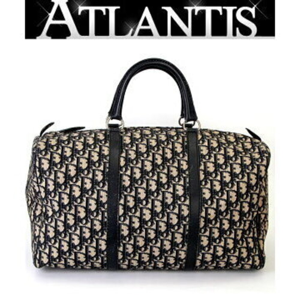 Christian Dior Trotter Boston Bag Navy Blue Canvas